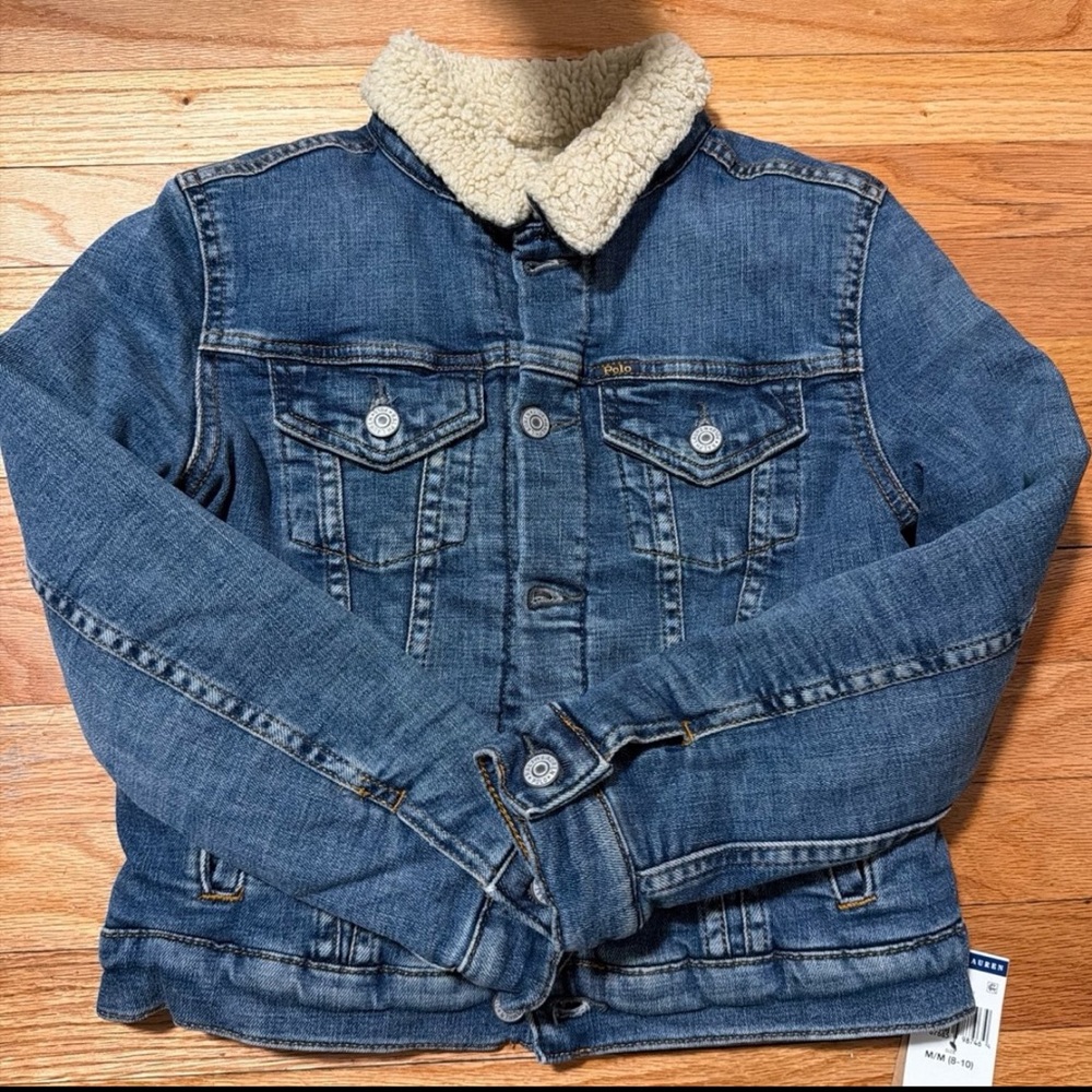 Ralph Lauren Faux-Shearling Denim Trucker Jacket For Girls